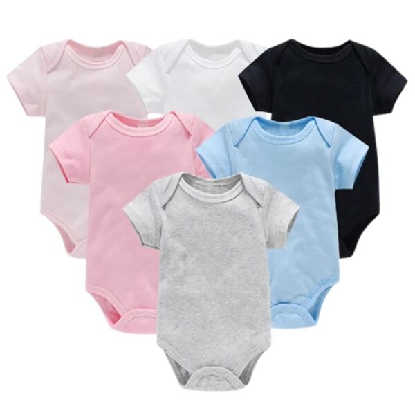 Body Infantil Manga Curta Unissex com Estampa Lisa - Conjunto com 3 Unidades