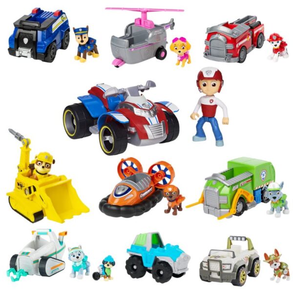 Personagens Patrulha Canina Coleção Completa Bambino - Boneco + Carrinho