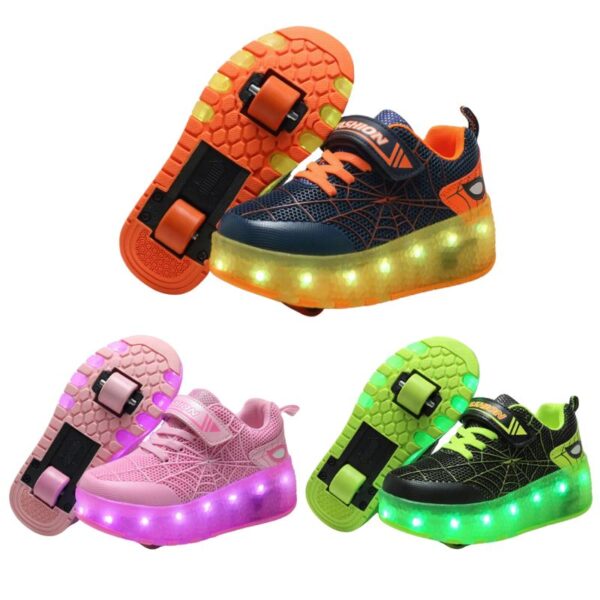 Tênis Infantil com Rodinhas e Luzes Personalizado Homem Aranha